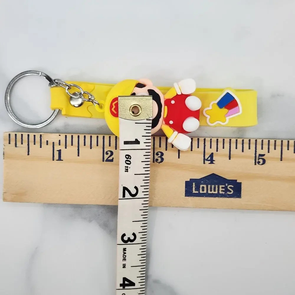 *NEW* Mario Super Mario 3D Figure Keychain & Strap Bag Charm PVC/Silicone Yellow